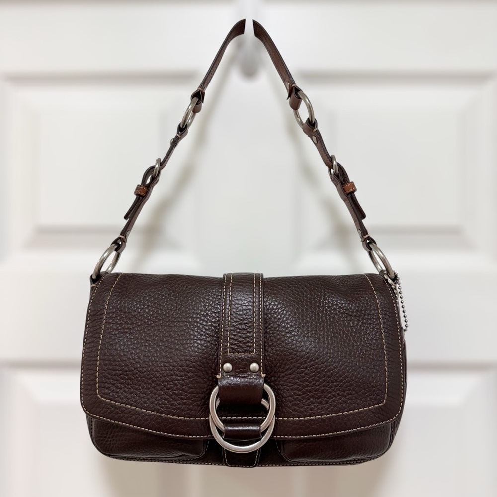 Coach Chelsea Pebbled Leather Shoulder Bag Chocolate Brown Vintage Y2K